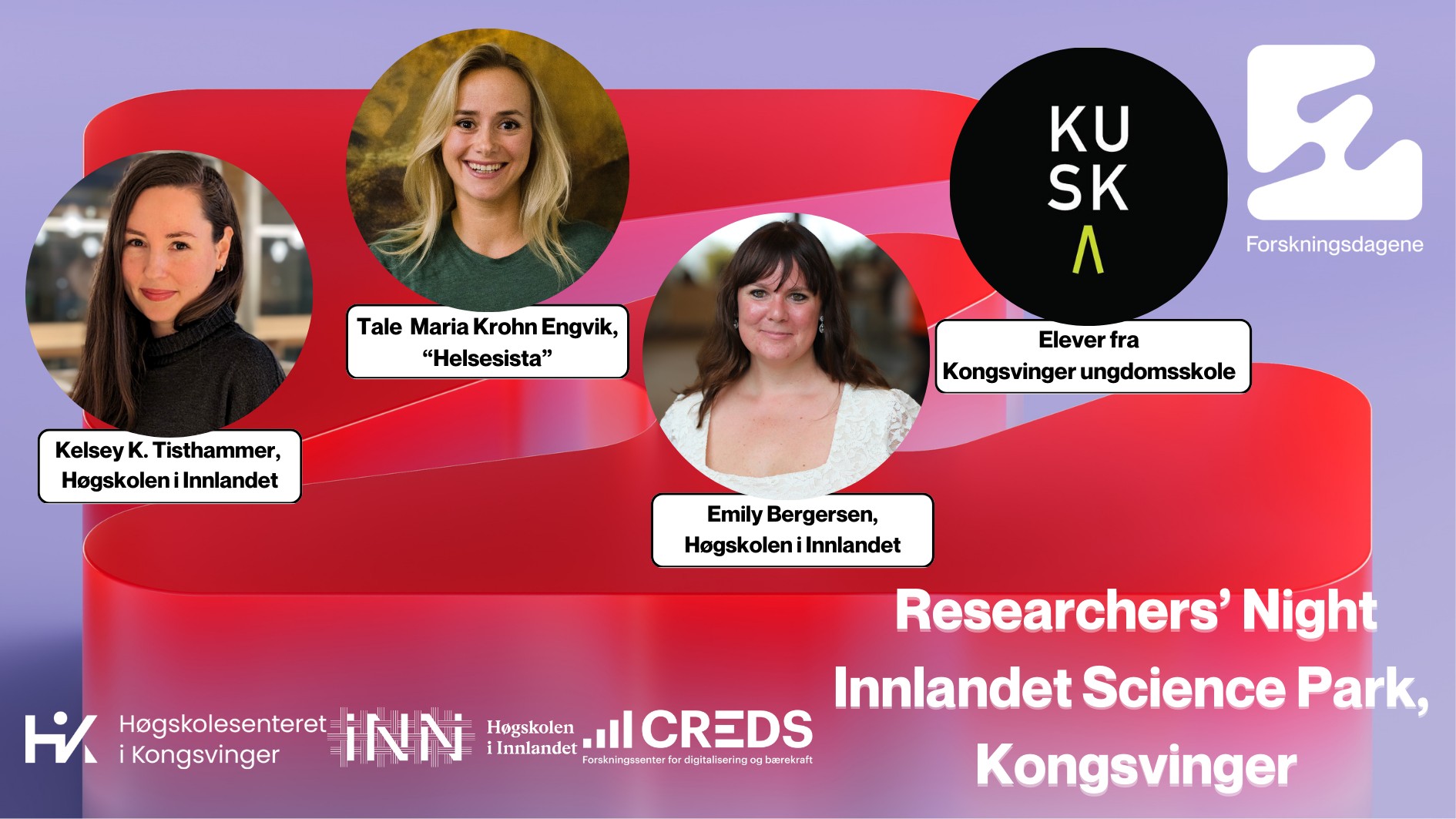 Bilde av foredragsholderne under Researchers' Night i Kongsvinger